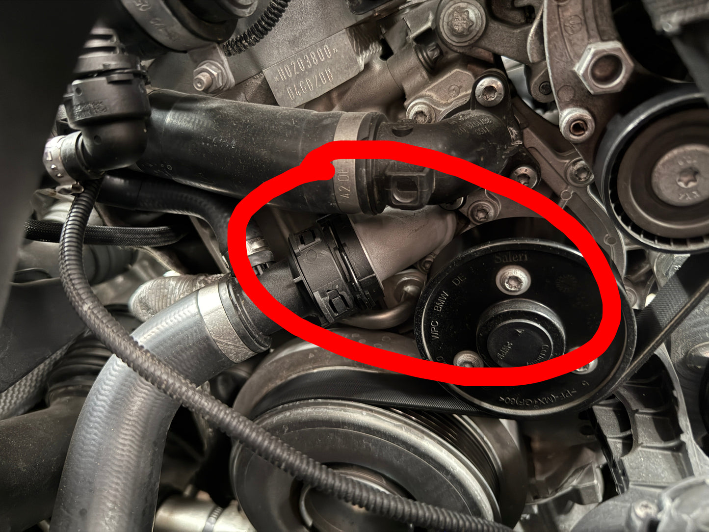 Water Pump to Lower Radiator Hose Fitting - B46D / B48D - BMW G20, G22, G30, G01, G02, G29, Supra