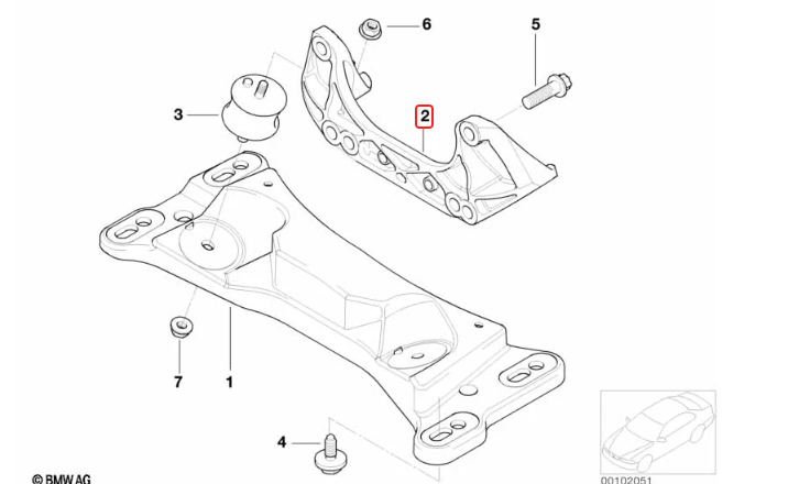 22316760532 - E46 non-M 6-Speed Upper Transmission Mount - Aluminum
